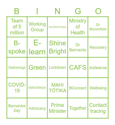 Barnardos Day Bingo Card