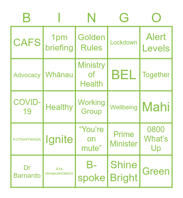 Barnardos Day Bingo Card