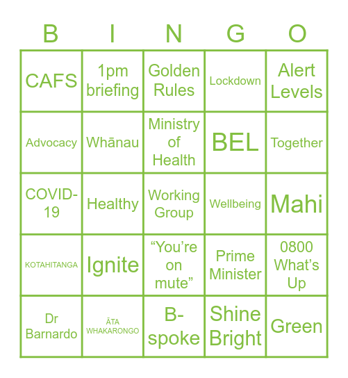 Barnardos Day Bingo Card