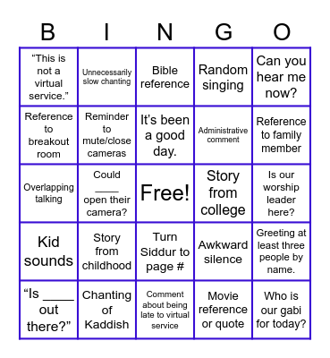 Virtual AY Bingo Card