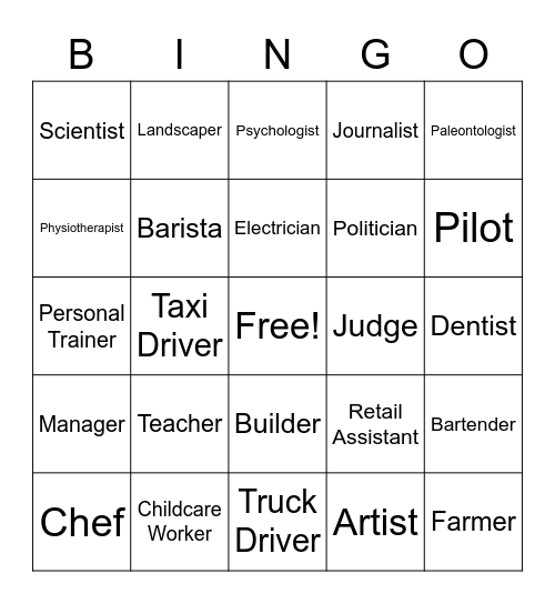 Careers Bingo Card