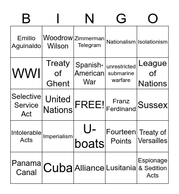 Unit 6 Review Bingo Card