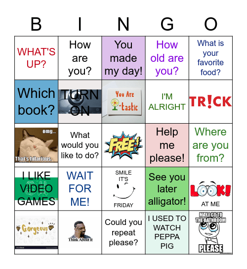 Class expressions Bingo Card