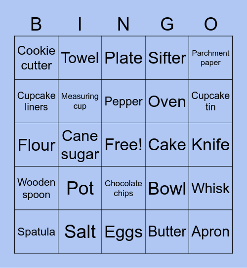 Kitchen bingo Card