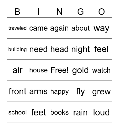 2nd Grade Sight Words 2 Bingo Card