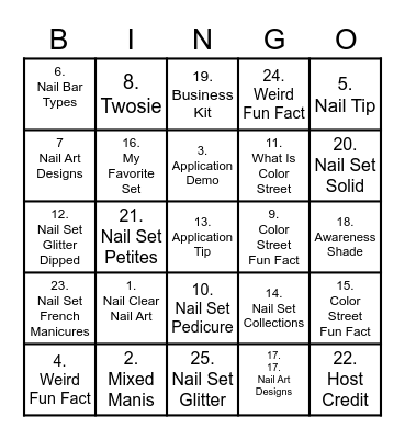 HOT AUGUST NAIL Bingo Card