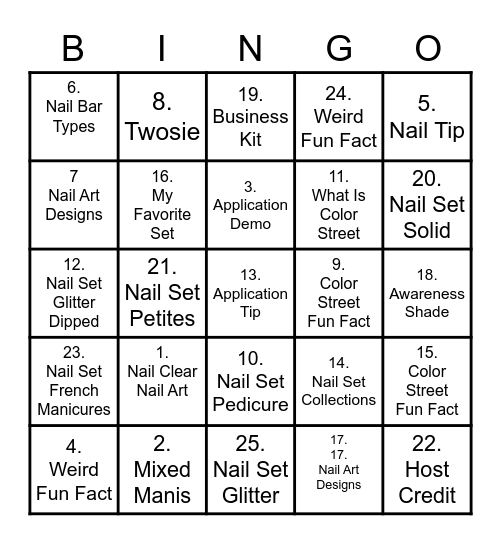 HOT AUGUST NAIL Bingo Card