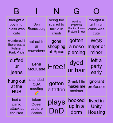 🌈 Queer SSU Bingo 🌈 Bingo Card