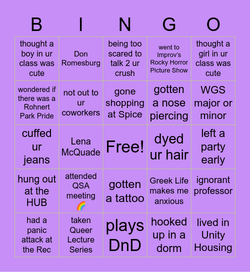 🌈 Queer SSU Bingo 🌈 Bingo Card