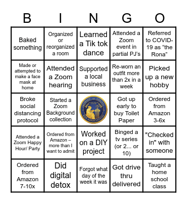 HLC Quarantine Bingo Card