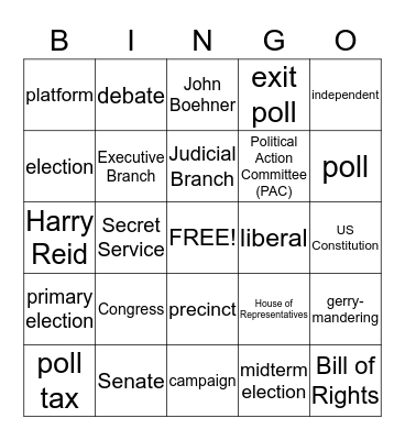 ELECTION BINGO Card