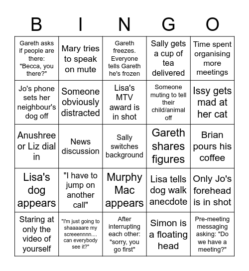 International Team Bingo Card