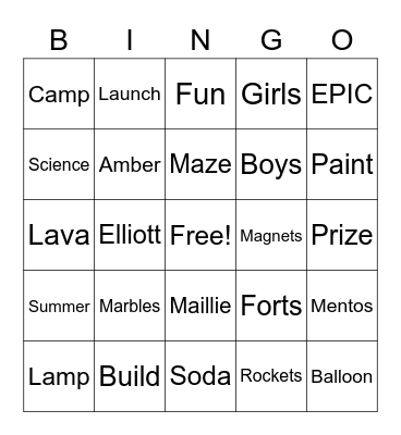 Marbles & Magnets Bingo Card