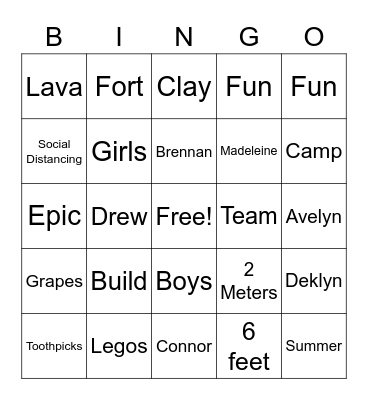 Fort Fun Bingo Card