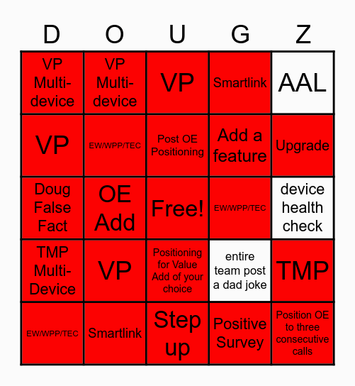 OE Time off Bingo Card