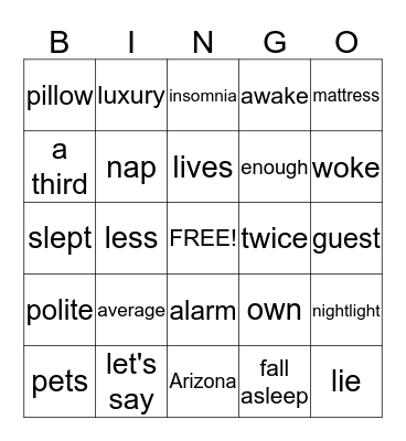 Vocabulary Bingo   Oct. 15 Bingo Card