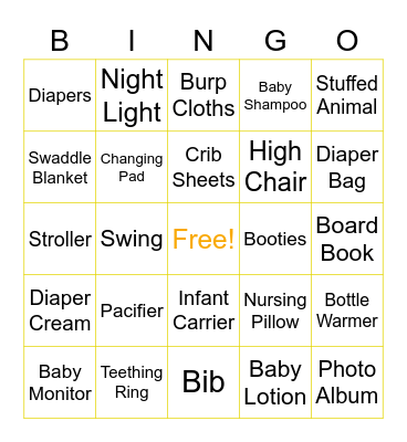 Morgan & Lydnsey's Baby Shower! Bingo Card