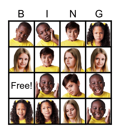 Emotion Bingo Card