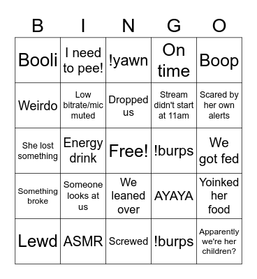 Starbitzy Stream Bingo Card