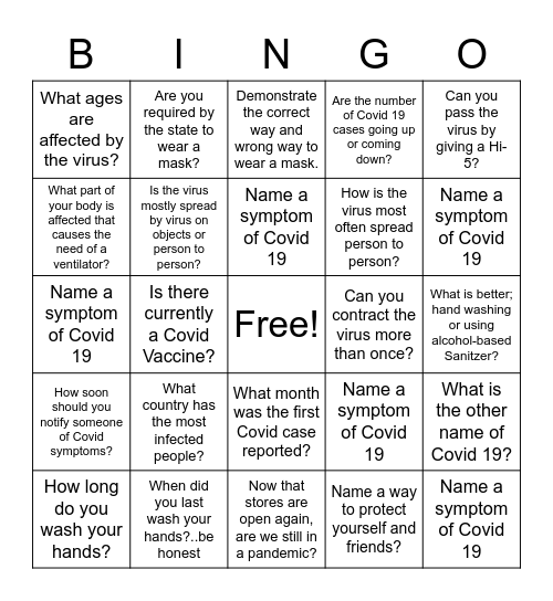 COVID Bingo Card