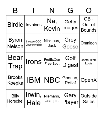 PGA TOUR BINGO Card