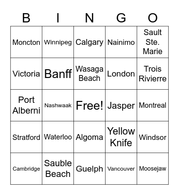 Westhill Rd Canada Day Bingo Card