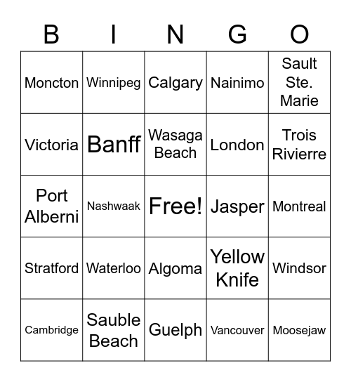 Westhill Rd Canada Day Bingo Card