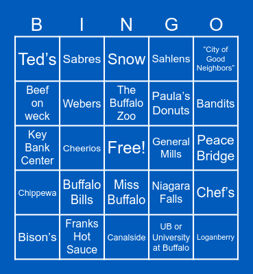 Virtual 716 Day Bingo Card