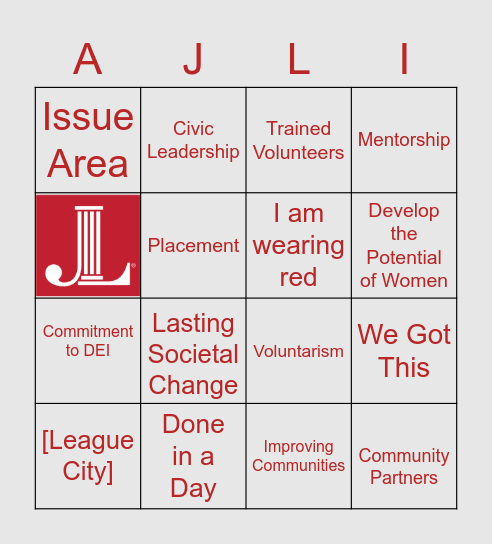 Junior League of Anywhere Bingo Card