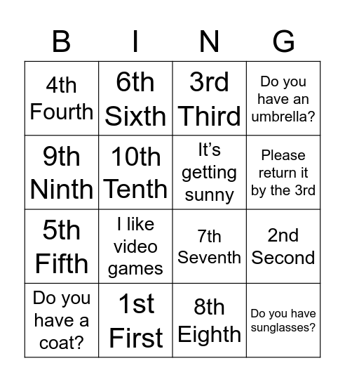 Untitled Bingo Card
