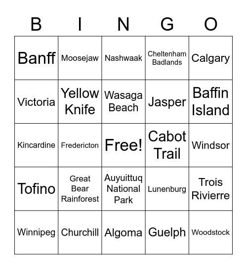 Westhill Rd Canada Day Bingo Card