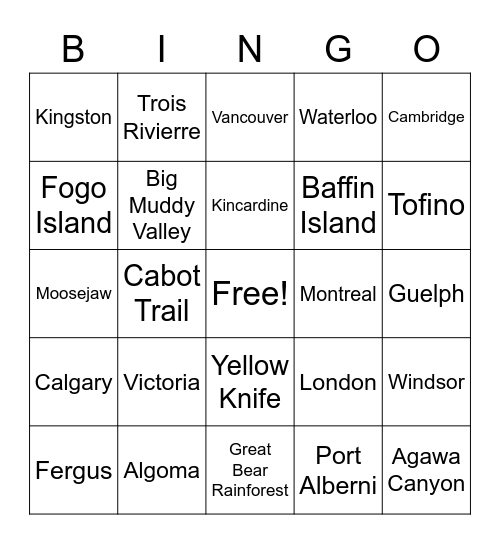 Westhill Rd Canada Day Bingo Card