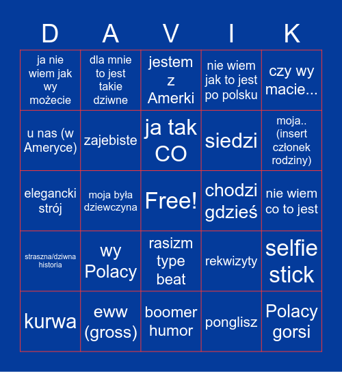 śmieszne filmiki B) Bingo Card