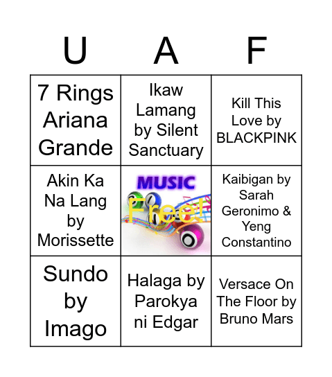 UA MUSIC BINGO * ROUND 1 Bingo Card