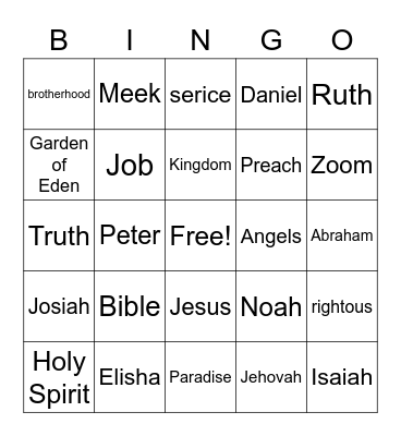 BIBLE BINGO Card