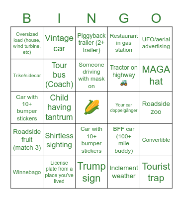 ROAD RULES Bingo Card