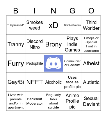 Discord User Bingo Card
