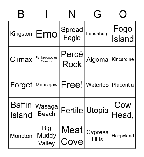 Westhill Rd Canada Day Bingo Card