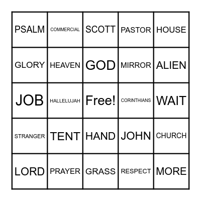 Family Worship 6/28 Bingo Card