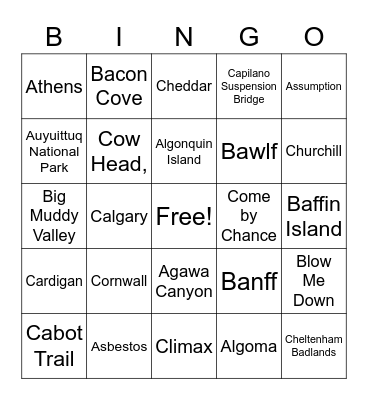 Westhill Rd Canada Day Bingo Card