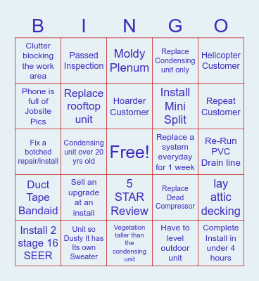 Installer Bingo Card