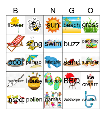 Summer Time Bees Bingo Card