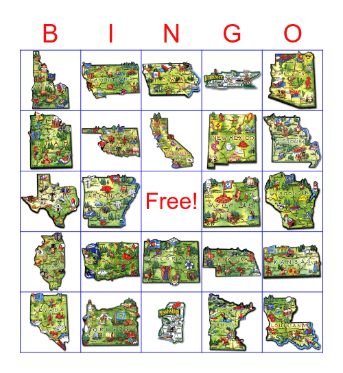 50 States Bingo! Bingo Card