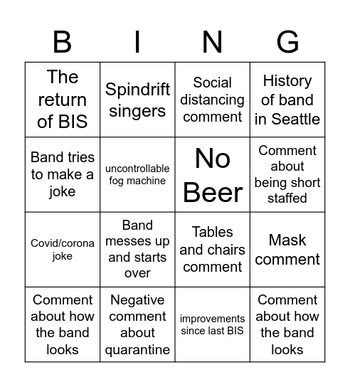 Headset Bingo Card