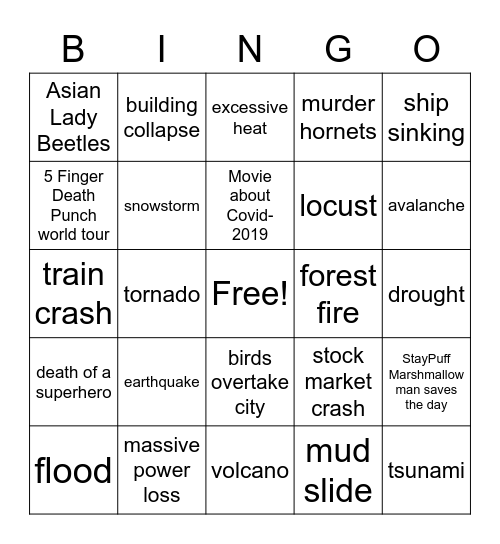 2020 Bingo Card