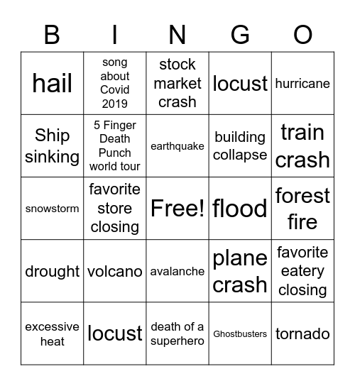2020 Bingo Card