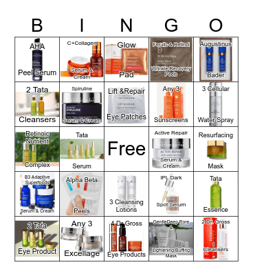 Waterlily Skincare Bingo Card