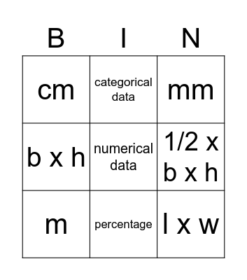 7S Maths Bingo Card