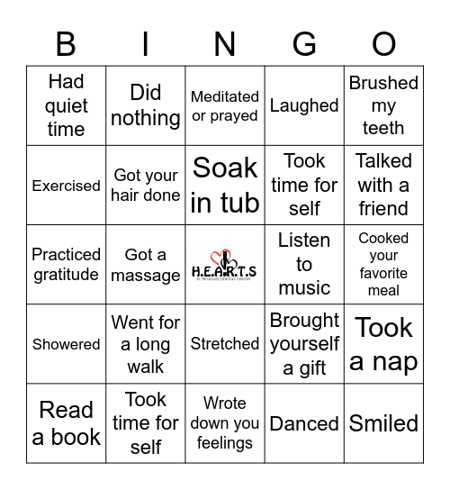 SELF CARE Bingo Card