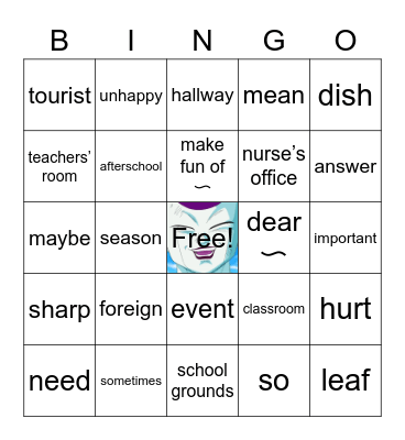 Lesson 1-3 Words Bingo Card